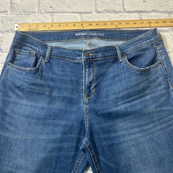 Old Navy Flare Mid-Rise Blue Jeans with Distressing. Size 16. - Picture 3 of 8